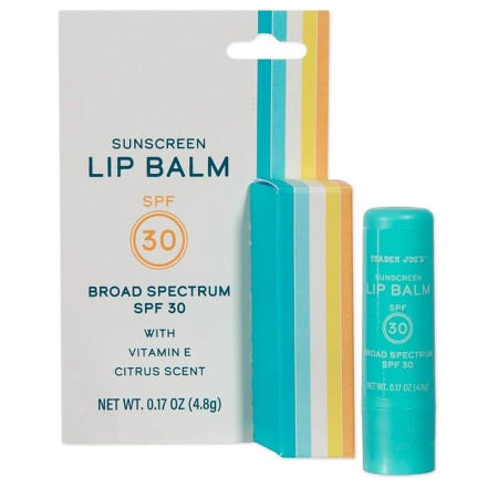 [해외]트레이더조 선스크린 립밤 3.8g 2팩 Trader Joe's Sunscreen LIP BALM spf30 with Vitamia E Citrus Scent