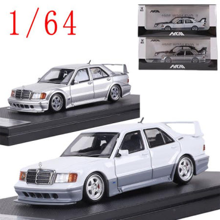 HKM 다이캐스트 1/64 스케일 메르세데스 벤츠 합금 자동차 모델 190e W201 EVO 플레이 차량 장난감 소 선물  박스
