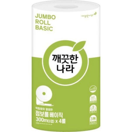 깨끗한나라 베이직 점보롤 2겹 300m 4롤x1팩