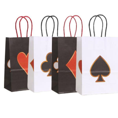 카지노 라스베가스 포커 테마 종이 선물 가방 성인 소년 생일 웨딩 게임 밤 파티 캔디 백 4 개