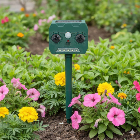 [haru deoham oem/DOTO]야생동물 퇴치기 LED 초음파 태양광 충전 생활방수