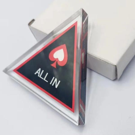 유리 양면 텍사스 홀덤 삼각형 ALLIN 카지노 게임 보드 테이블 포커 엔터테인먼트 액세서리 1 개