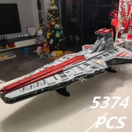 5374개 부품; 최대 규모의 포식자급 공화국 공격 순양함 조립 블록 장난감; 어린이 생일 및 크리스마스 선물.