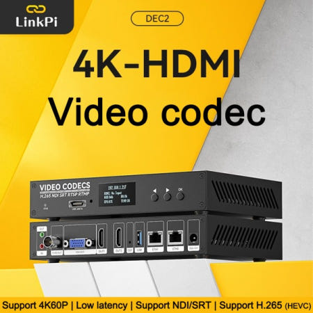 Link Pi DEC2 2-way HDMI 디코더 4KP60 2GB DDR4 SRT rtmp GB28181 라이브 스트리밍 지원 YouTube Facebook