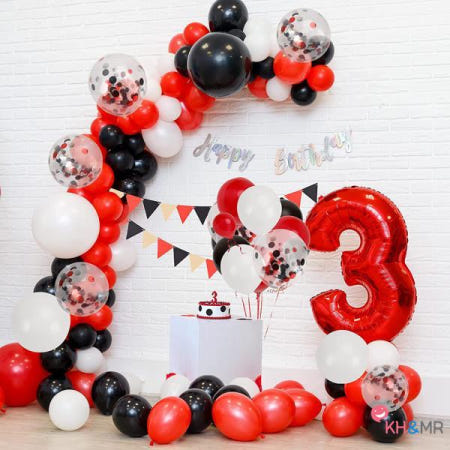 블랙 레드 풍선 아치 화환 키트 색종이 파티 생일 장식 웨딩 졸업 에어 글로브 카지노 레이싱 106 개