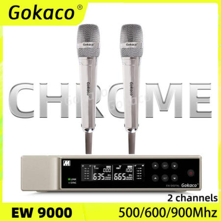 GOKACO-EW9000-Chrome/600Mhz  무선 마이크 UHF 핸드헬드 공연 파티 가라오케