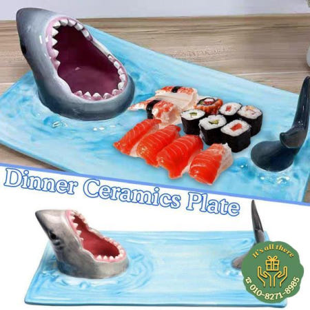 일본 인터넷 연예인 해변 상어 세라믹 접시 만두 식사 주방 아름다운