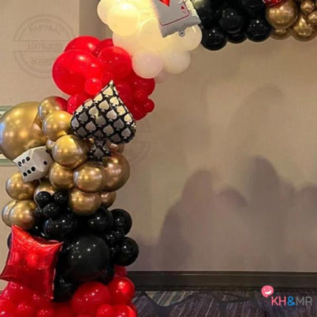 192개 포커 하트 Q 호일 풍선 주사위 카지노 테마 파티 성인 장식 라스베이거스