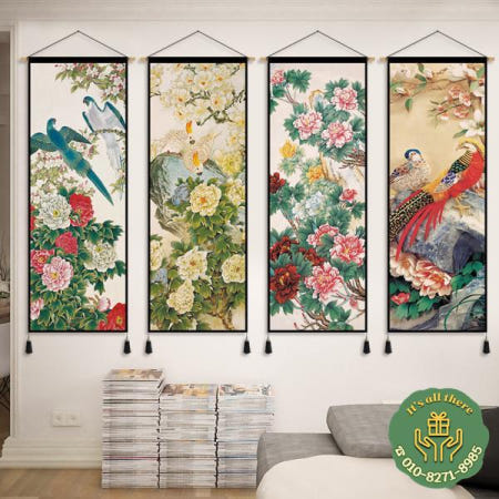 중국 모란 꽃 새 걸이식 그림 부의 영향 태피스트리 거실 찻방 장식