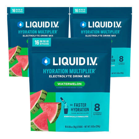 [Liquid I.V.][해외]리퀴드 아이비 하이드레이션 멀티플라이어 전해질 파우더 수박 16g 16봉 3개