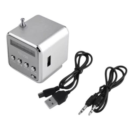 MP3 지원 TD-V26 디지털 휴대용 미니 Fm 라디오 수신기 무선 스피커 LED SD/TF 카드 슬롯-붐