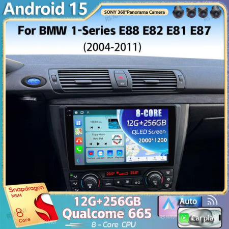 BMW 1 시리즈 E88 2004-2011용 안드로이드 2K QLED 카 라디오 멀티미디어 플레이어 GPS 4G 스테레오
