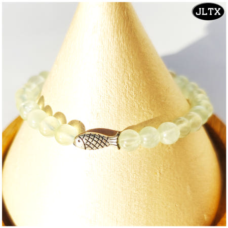 [금림천하]5A 6mm 천연 프레나이트 실버 물고기 포인트 원석팔찌 풍요 자유 재생 행운 커플팔찌