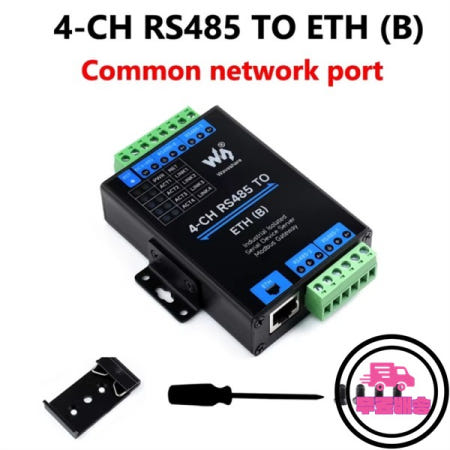 Waveshare 4CH RS485-ETH RJ45 변환기 지원 Modbus/MQTT/JSON 산업용 DIN 레일 설계