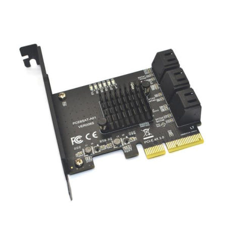 새로운 6 포트 SATA 3.0 6Gbps PCI-Express 확장 카드 어댑터 라이저 단일 IPFS 마이닝용 최대 500Mb ASMedia ASM1166 칩