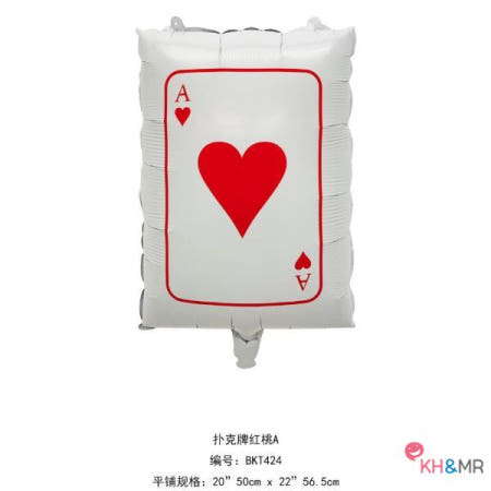 카드 카지노 풍선 파티 테마 포커 성인 J Q K A 사각형 복숭아 하트 라스베가스 장식