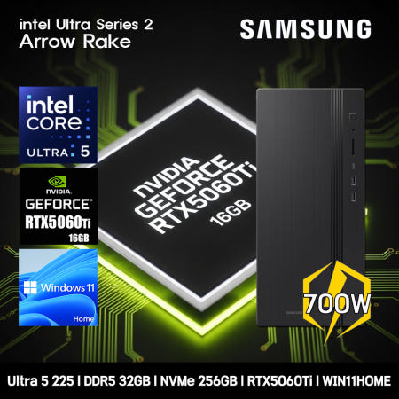 삼성 데스크탑 울트라5 RTX5060TiS 32GB SSD256GB WIN11 컴퓨터 DM500THA-U5ABB-RTX5060TiS [한컴+장패드]