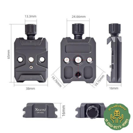 알루미늄 합금 퀵릴리즈 QR 플레이트 클램프 Arca 슬롯 포함 DJI RS2 3/8 인치 및 1/4 나사 구멍