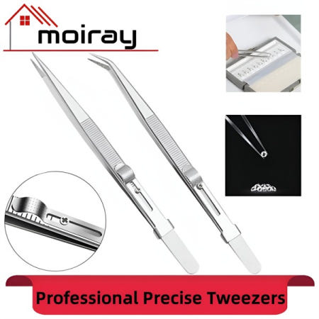 [해외]고정밀 스테인리스 스틸 주얼리 트위저 샌드블라스팅 DIY 다이아몬드 보석 슬롯 버클 잠금 핀셋 도구 16cm