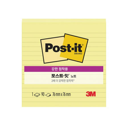 포스트잇 강한점착용 노트 654-L 노랑 라인 3M