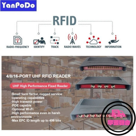 Yanpodo 장거리 Impinj E710/R2000 칩 4/8/16 포트 UHF RFID 고정 리더 30M 무료 Java SDK 자산 추적