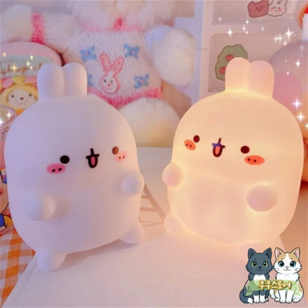 [해외]토끼 밤 빛 침대 머리 LED 작은 테이블 조명 비 플러그 바닥 스탠드 에이 티브 분위기 장식