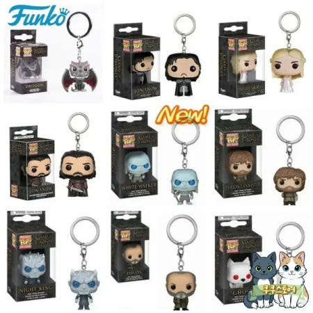 [해외]FUNKO 팝 영화 TV 게임 존 스노우 Daenerys Davos 고스트 나이트 킹 왕좌 Tylion Drogon KeyChain Figure Model Collectib