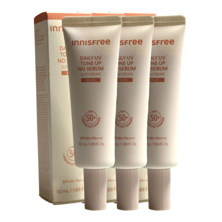 이니스프리 데일리 유브이 톤업 노세범 선크림 베이지 50ml x3개