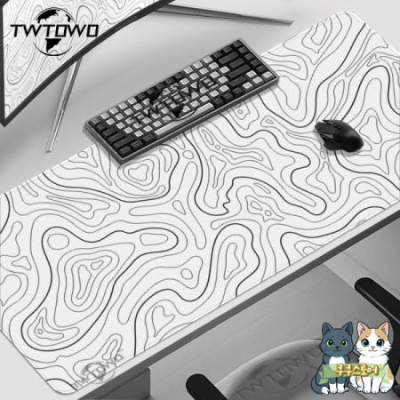 [해외]마우스 패드 게이밍 흑백 윤곽선 프린트온디맨드 대형 HD XXL 플레이매트 소프트 카펫 노트북