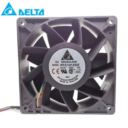 델타 PFC1212DE용 Bitcoin GPU 광부용 강력한 냉각 팬 12012038mm 12V PWM 4핀 252.8 CFM 5500 RPM66.5 dB(A)