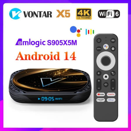 VONTAR S905X5M 안드로이드 14.0 TV 박스 Amlogic X5 미디어 플레이어 1000M AV1 60fps 구글 유튜브 WiFi6