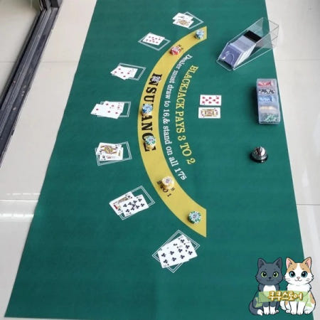 [해외]데스크탑 펠트 천 180x90cm 카지노 블랙 잭 게임 식탁보 휴대 포커 패드 가족 파티 엔터테인먼트 액세서리