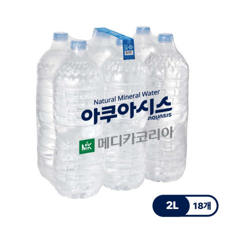 아쿠아시스 무라벨 생수 2L, 18개