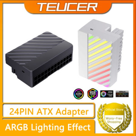 TEUCER 24P-6 마더보드 어댑터 PC 전원 코드 90 ° 컴퓨터 DIY 액세서리용 ARGB 모듈