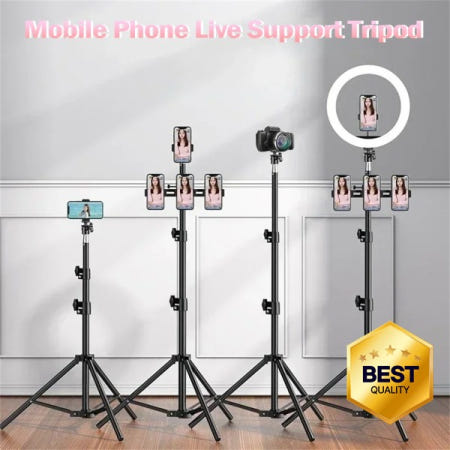 [해외]100% 호환 170cm 신축성 홀더 휴대폰 라이브 방송용 높이 조절 가능 삼각대  녹화 셀카 랜딩
