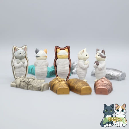 [해외]5개 미니 이집트 파라오 고양이 세트 블라인드 박스 관 안에 묻힌 컬렉션 트렌디한 책상 장식 고대 조각품 행운의 부적