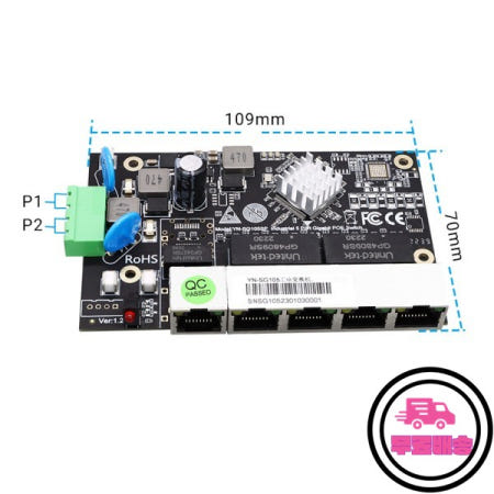 HICOMDATA 9-48V 중복 회로 산업용 5포트 기가비트 스위치 모듈 SFP 광섬유 이더넷 PCBA 보드