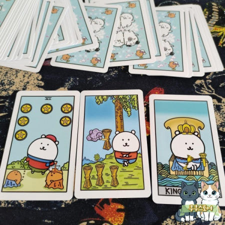 [해외]귀여운 자기 놀림을 하는 곰 타로 카드 만화 창의적인 테이블탑 게임 엔터테인먼트 레저 크로스보더 학습 포커