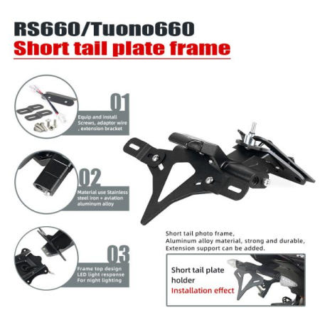 오토바이 테일 마운트 라이센스 플레이트 하이더 브래킷 APRILIA RS660 Tuono660 RSV4 2021-2022-2023 용 후면 액세서리