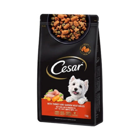 시저 강아지 건사료 칠면조+야채, 1kg, 1개