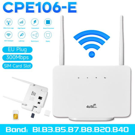 4G LTE CPE 라우터 모뎀 SIM 카드 슬롯 인터넷 연결 와이파이 무선 외부 안테나 300Mbps