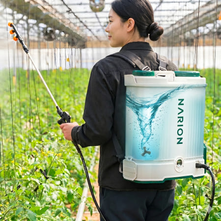 나리온 충전식 농약분무기 20L 교반기능 80PSI 고압 배부식 전동 살포기 21V