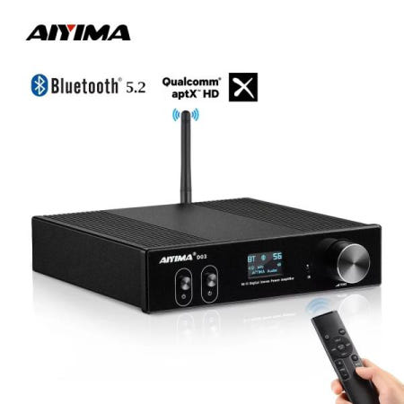 AIYIMA-D03 블루투스 앰프 150Wx2 스테레오 HiFi 사운드 Amplificador 서브 우퍼 USB DAC OLED APTX DIY 2.1 홈 오디오