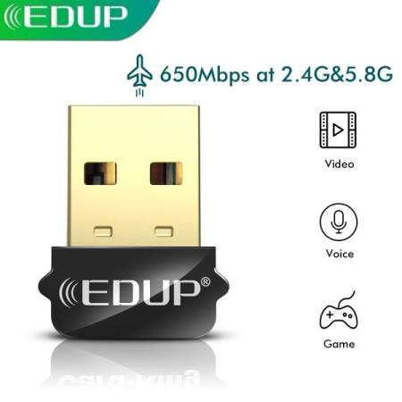 EDUP AC1651 650Mbps 802.11AC USB WI-FI 어댑터 듀얼 밴드 2.4G/5G 지원 Win XP/Vista/Win7/8/8.1/10/Mac AP MU-MIM