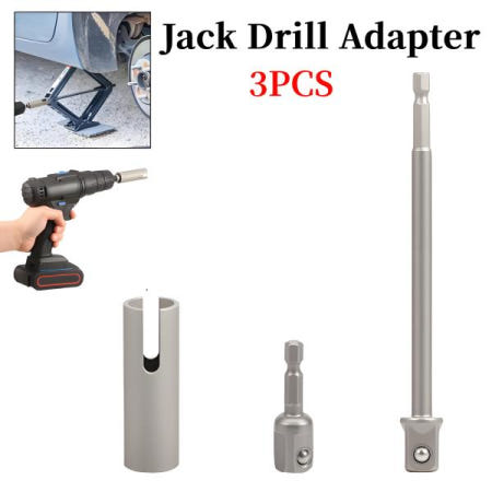 스테인리스 스틸 시저 잭 슬롯 드릴 어댑터 부착물 (RV 전동 공구용 연장 비트 2개 포함)