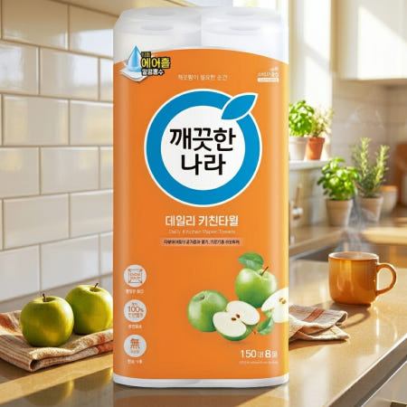 [도착보장] 깨끗한나라 키친타올 대용량 키친타월 150매, 8팩
