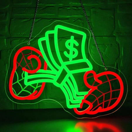 머니 네온사인 아트 벽 조명 USB LED (카지노 바 상점 체육관 게임룸 미적 감각적인 침실 장식 선물용)