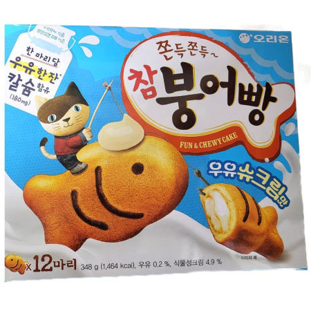 오리온 쫀득쫀득 참 붕어빵 우유슈크림맛 12마리 348g, 5개