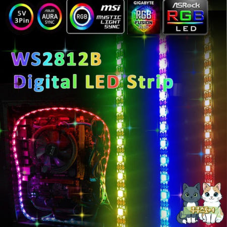 [해외]WS2812B 5V 3Pin ARGB LED 스트립 라이트 주소 지정 가능 5050 플렉스 리본 As Sync PC 케이스 테이프 램프 컬러 게이머 데스크탑 조명