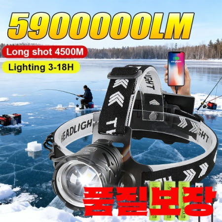 [해외]매우 강력한 Led 전조등 5900000LM 충전식 슈퍼 밝은 머리 줌 장거리 4500m 낚시 캠핑 사냥 전면 헤드 랜턴  주소